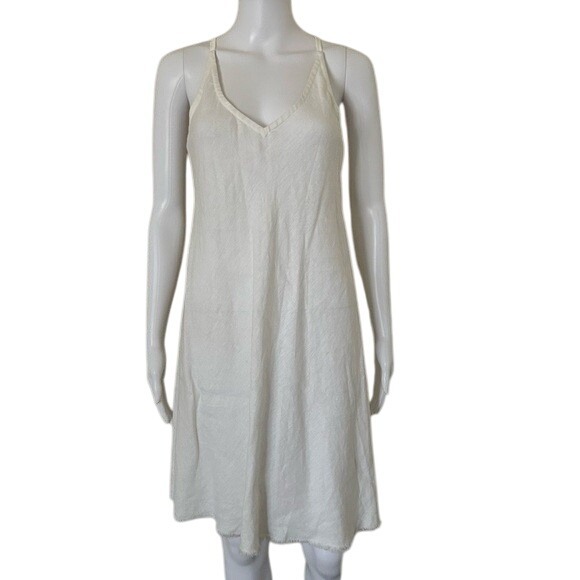 ATM Anthony Thomas Melillo White Linen V-Neck Midi Slip On Vacation Dress Small - Picture 1 of 9